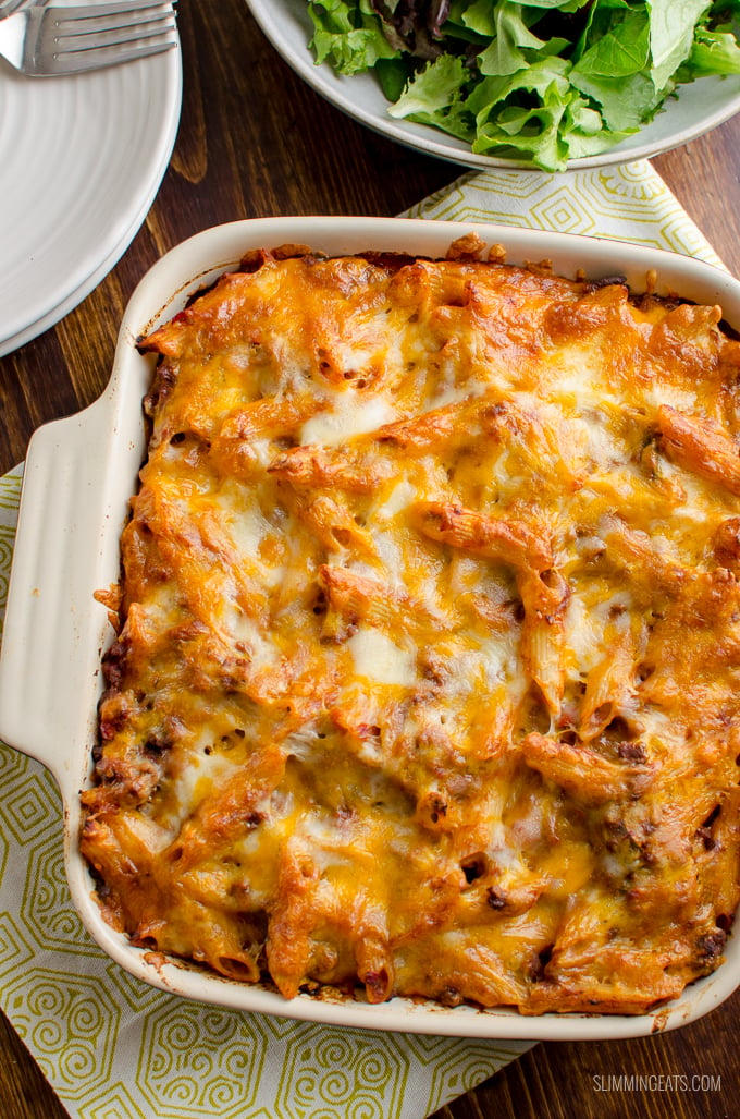 What better way to use up some leftover Sloppy Joes mix than in this delicious Sloppy Joe Pasta Bake, for a perfect family meal. Gluten Free, Slimming Eats and Weight Watchers friendly | www.slimmingeats.com