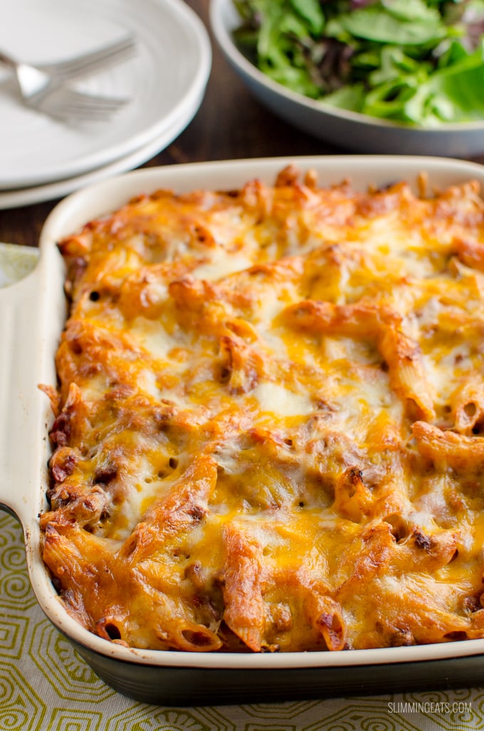 What better way to use up some leftover Sloppy Joes mix than in this delicious Sloppy Joe Pasta Bake, for a perfect family meal. Gluten Free, Slimming Eats and Weight Watchers friendly | www.slimmingeats.com