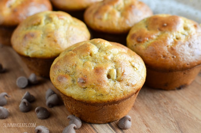 Slimming Eats Banana Chocolate Chip Muffins - vegetarian, Slimming Eats and Weight Watchers friendly