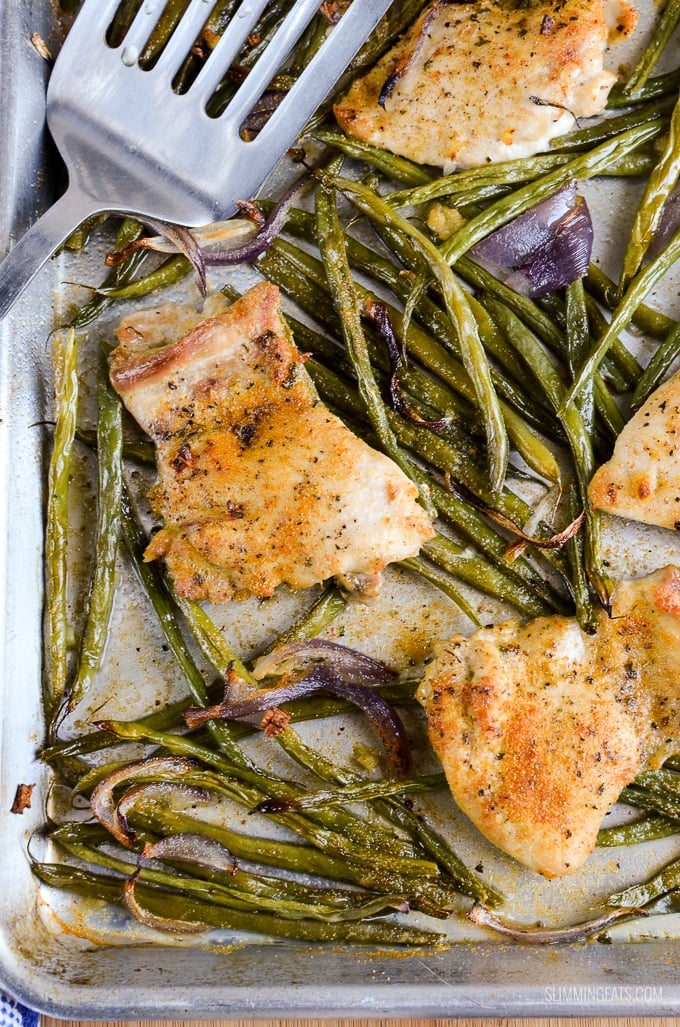 Slimming Eats Garlic Chicken and French Bean Tray bake - gluten free, dairy free, paleo, Slimming Eats and Weight Watchers friendly