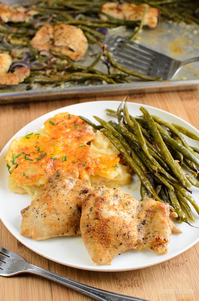 Slimming Eats Garlic Chicken and French Bean Tray bake - gluten free, dairy free, paleo, Slimming Eats and Weight Watchers friendly