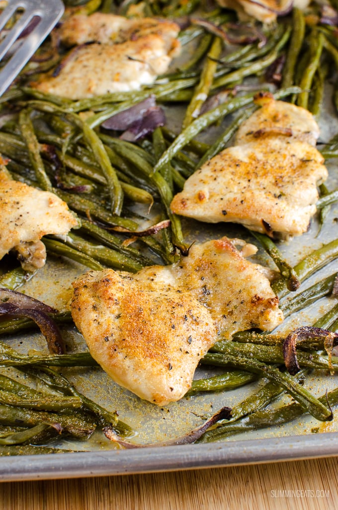 Slimming Eats Syn Free Garlic Chicken and French Bean Tray bake - gluten free, dairy free, paleo, Slimming World and Weight Watchers friendly