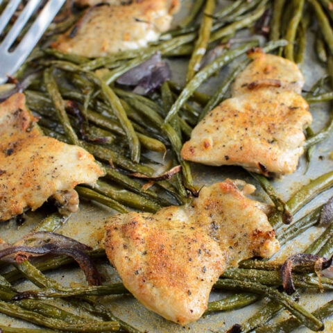 Garlic Chicken and French Bean Tray Bake