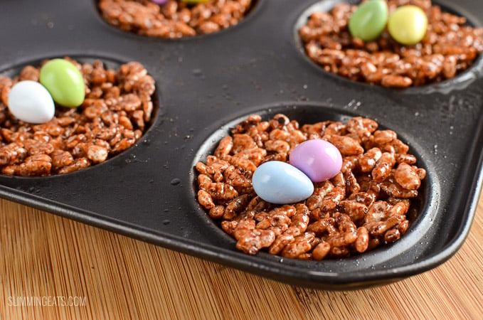 Slimming Eats Chocolate Rice Krispie Easter Egg Nests - vegetarian, Slimming Eats and Weight Watchers friendly
