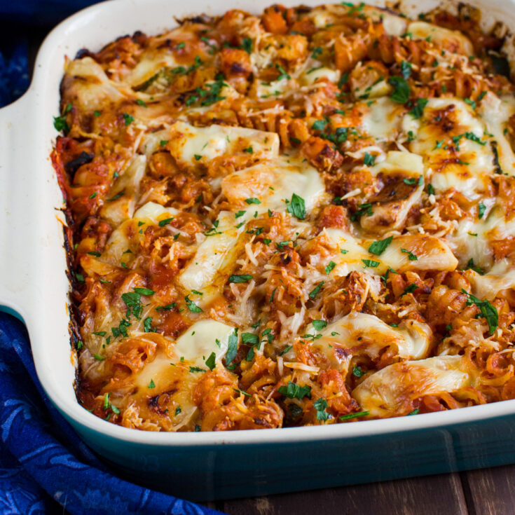 Roasted Butternut Squash and Zucchini Pasta Bake