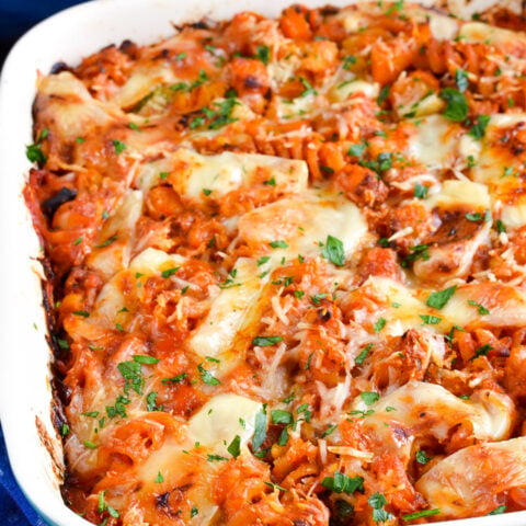 Roasted Butternut Squash and Zucchini Pasta Bake