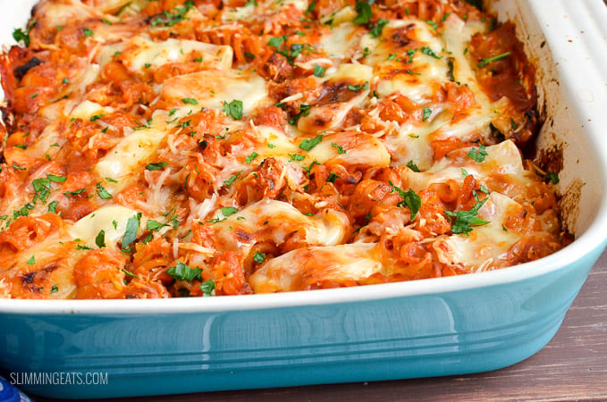 Slimming Eats Roasted Butternut Squash Zucchini Pasta Bake - gluten free, vegetarian, Slimming Eats and Weight Watchers friendly