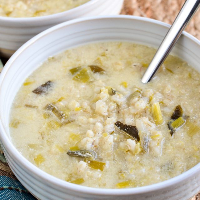 Creamy Leek and Barley Soup Slimming Eats