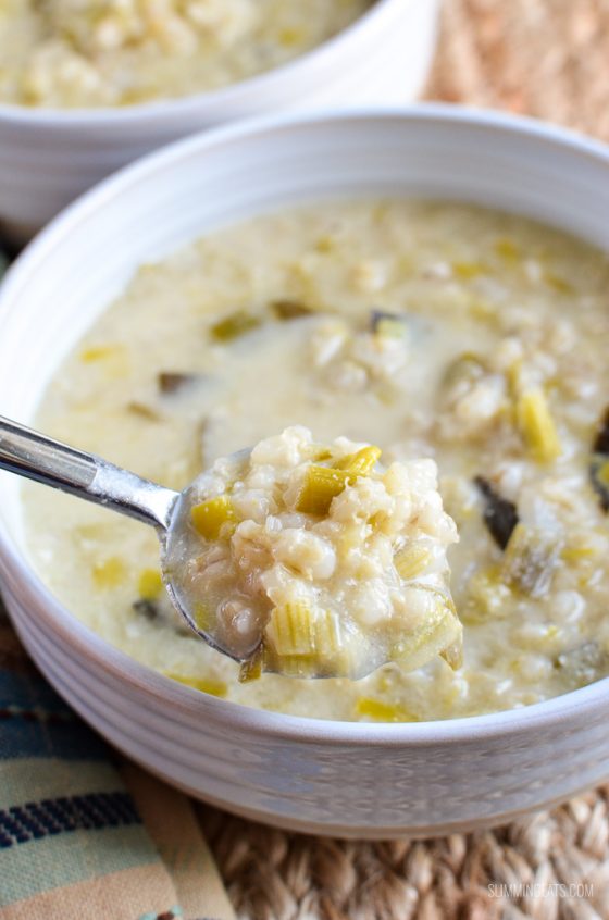 Creamy Leek and Barley Soup Slimming Eats
