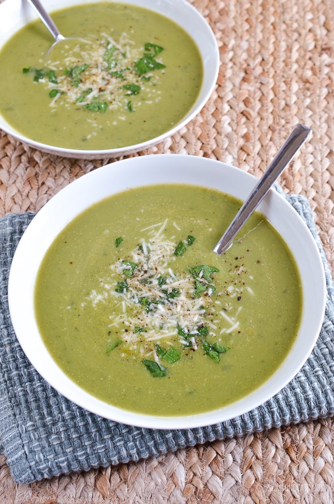 Slimming Eats Syn Free Pea and Zucchini Soup - gluten free, dairy free, vegetarian, Slimming World and Weight Watchers friendly