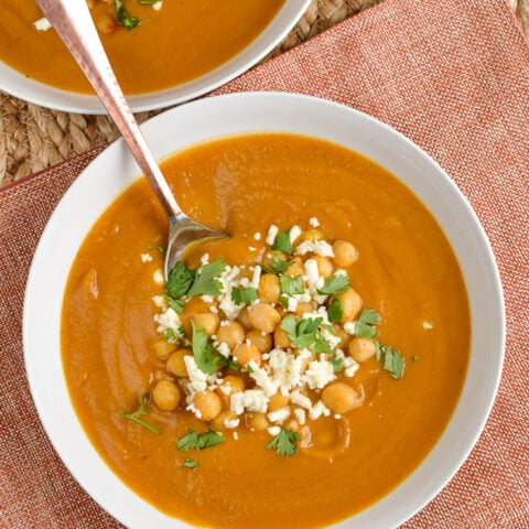 Spicy Roasted Parsnip and Sweet Potato Soup
