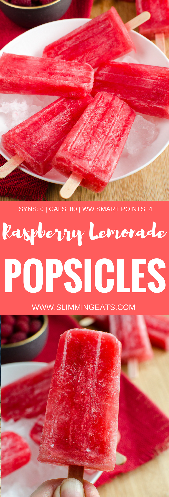 Slimming Eats Raspberry Lemonade Popsicles - gluten free, dairy free, vegetarian, Slimming World and Weight Watchers friendly