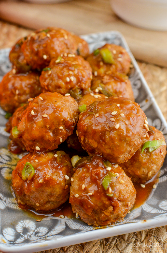 Slimming Eats - Apricot Chicken Meatballs - gluten free, dairy free, Slimming World and Weight Watchers friendly