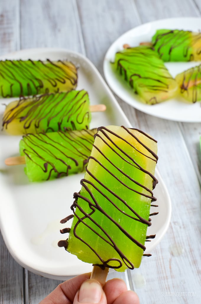 Slimming Eats Lime Chocolate Drizzle Popsicles - gluten free, Slimming and Weight Watchers friendly