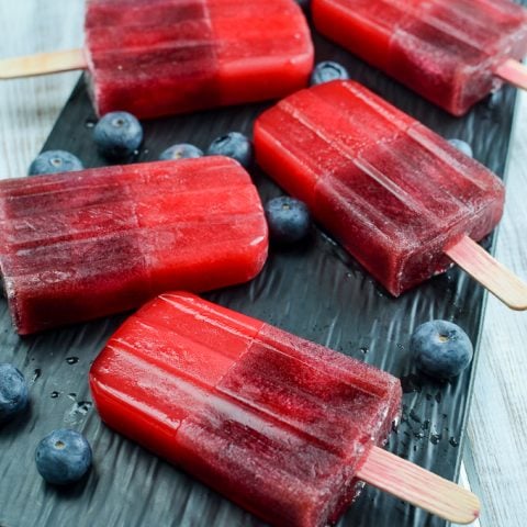 Raspberry Jelly and Blueberry Popsicles