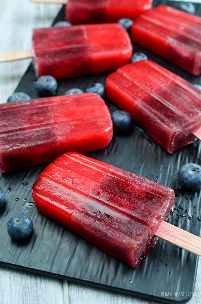 Low Syn Raspberry Jelly and Blueberry Popsicles - gluten free, dairy free, Slimming World and Weight Watchers friendly
