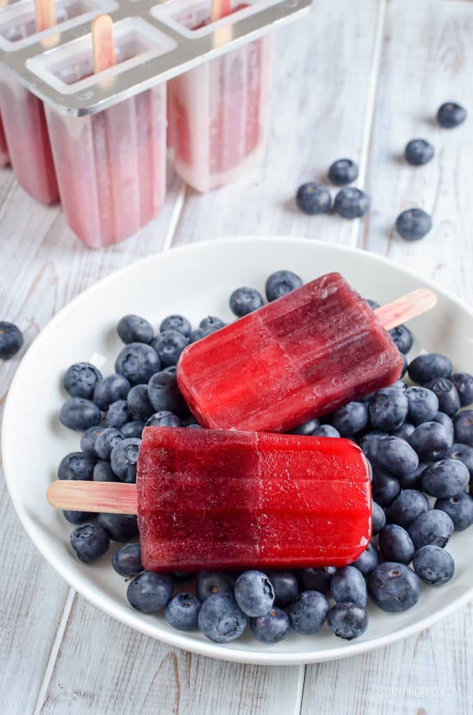 Raspberry Jelly and Blueberry Popsicles - gluten free, dairy free, Slimming and Weight Watchers friendly