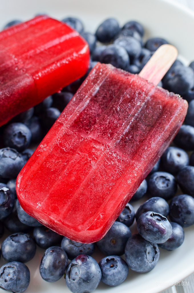 Low Syn Raspberry Jelly and Blueberry Popsicles - gluten free, dairy free, Slimming World and Weight Watchers friendly