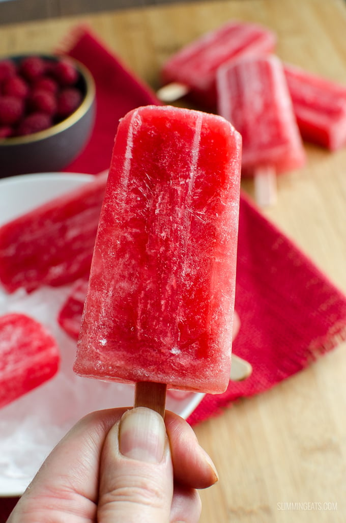 Slimming Eats Raspberry Lemonade Popsicles - gluten free, dairy free, vegetarian, Slimming World and Weight Watchers friendly