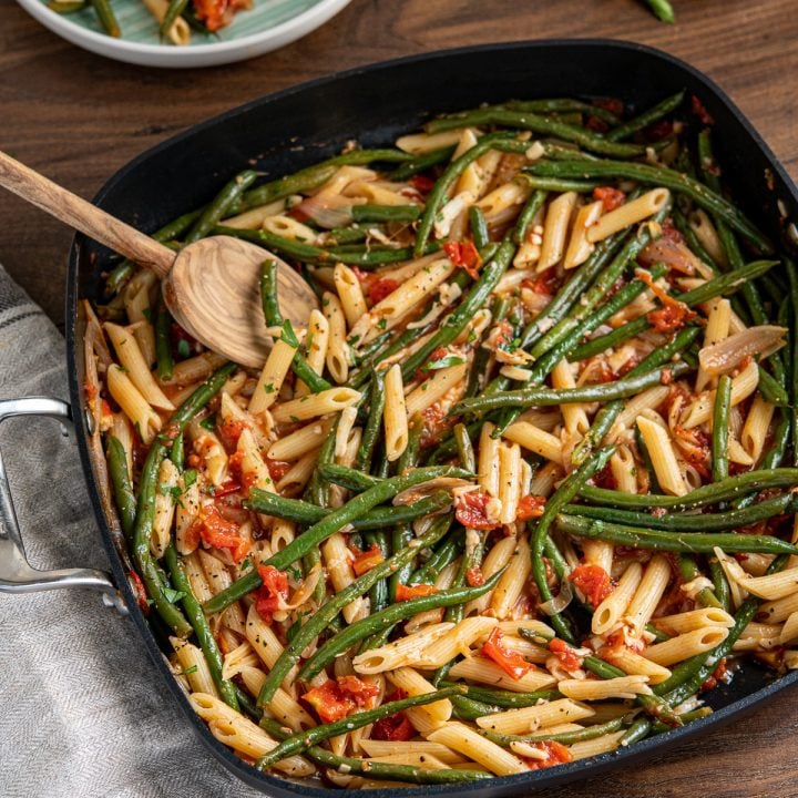 Roasted Green Bean and Tomato Pasta