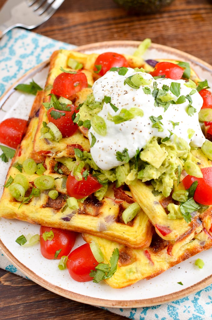Slimming Eats Easy Waffle Omelette - gluten free, vegetarian, Slimming Eats and Weight Watchers friendly