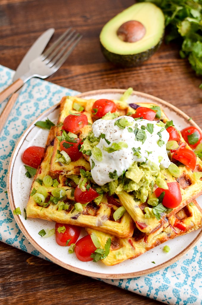 Slimming Eats Easy Waffle Omelette - gluten free, vegetarian, Slimming Eats and Weight Watchers friendly