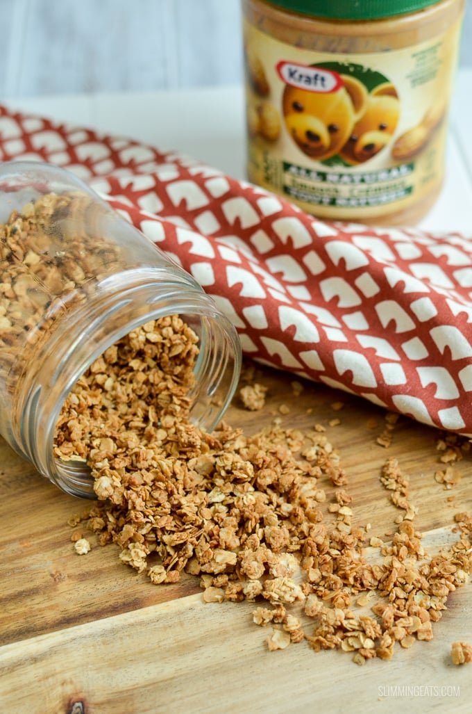 Slimming Eats 3 Ingredient Peanut Butter Granola - gluten free, dairy free, vegetarian, Slimming World and Weight Watchers friendly