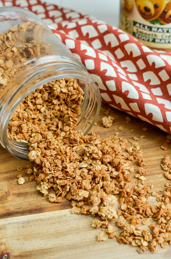 Slimming Eats 3 Ingredient Peanut Butter Granola - gluten free, dairy free, vegetarian, Slimming and Weight Watchers friendly