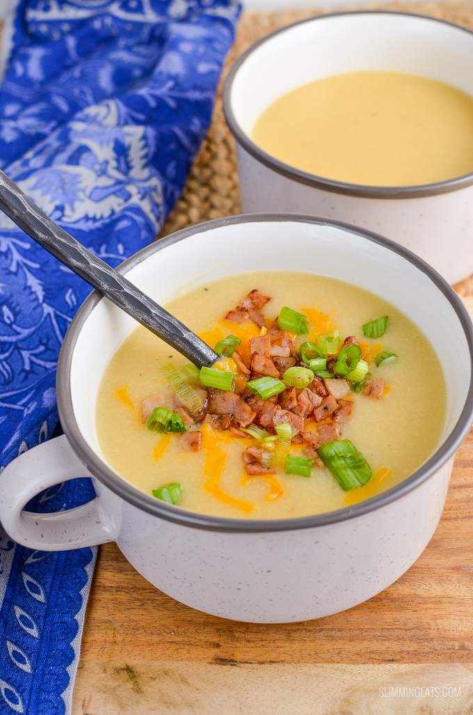 Loaded Baked Potato Soup - gluten free, Slimming Eats and Weight Watchers friendly