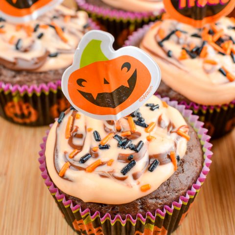 Orange and Chocolate Halloween Cupcakes