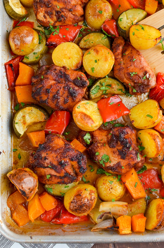 Slimming Eats Chicken, Potato, Vegetable Tray Bake - gluten free, dairy free, Slimming Eats and Weight Watchers friendly