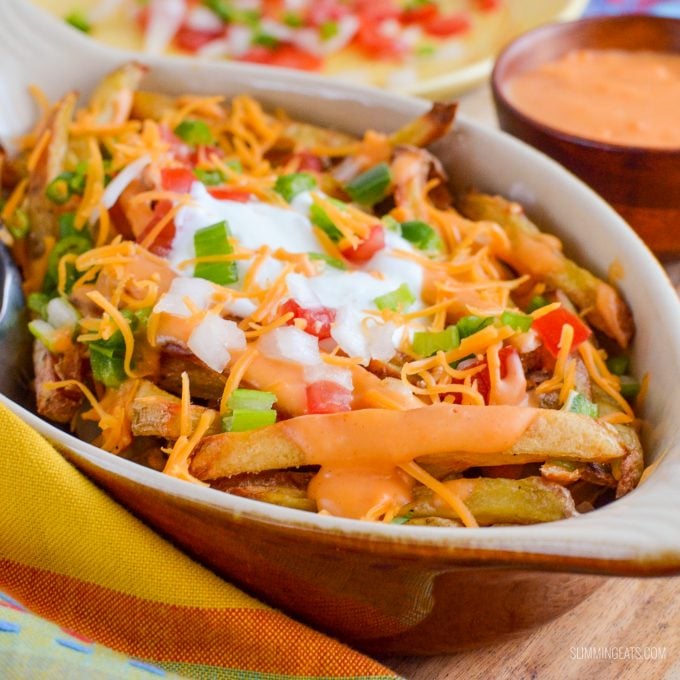 Slimming Eats Low Syn Loaded Nacho Fries - gluten free, vegetarian, Slimming World and Weight Watchers friendly