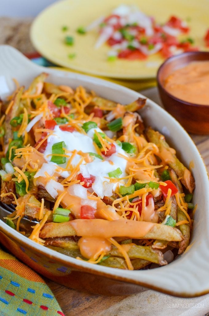 Slimming Eats Low Syn Loaded Nacho Fries - gluten free, vegetarian, Slimming World and Weight Watchers friendly