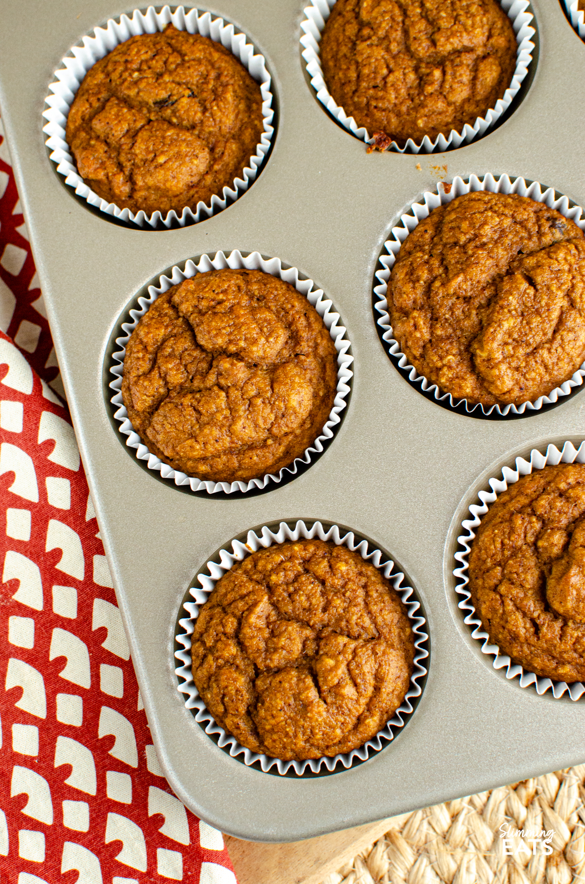 Pumpkin Sultana Muffins in a non stick muffin tray