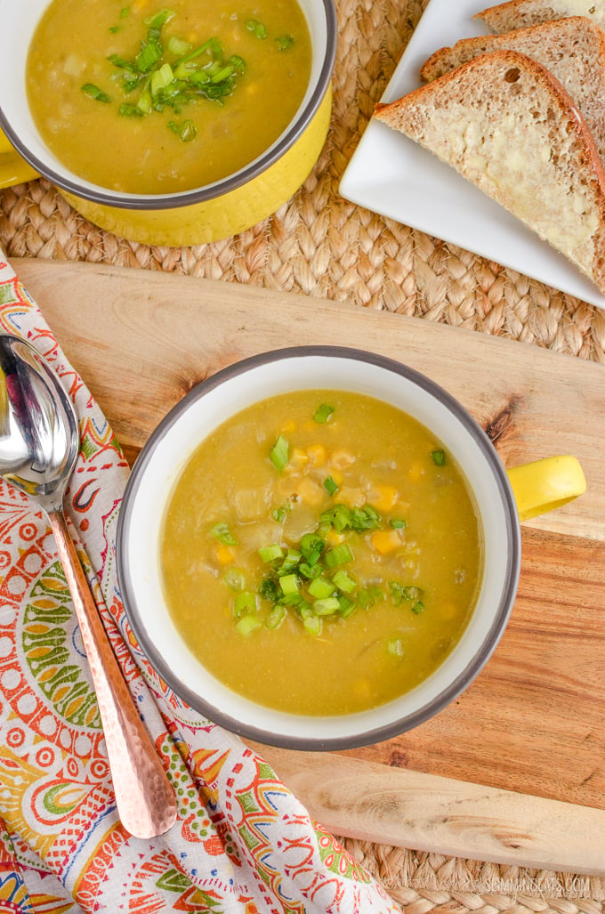 Slimming Eats Syn Free Sweetcorn and Leek Soup - gluten free, dairy free, vegan, Slimming World and Weight Watchers friendly