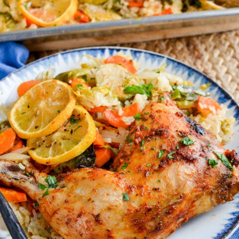 Lemon Garlic Chicken Rice Traybake