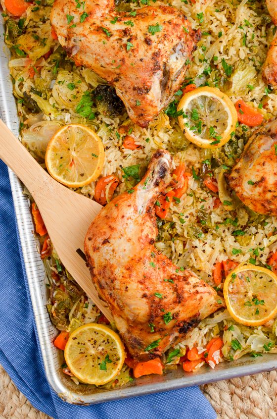 Lemon Garlic Chicken Rice Traybake Slimming Eats Recipes