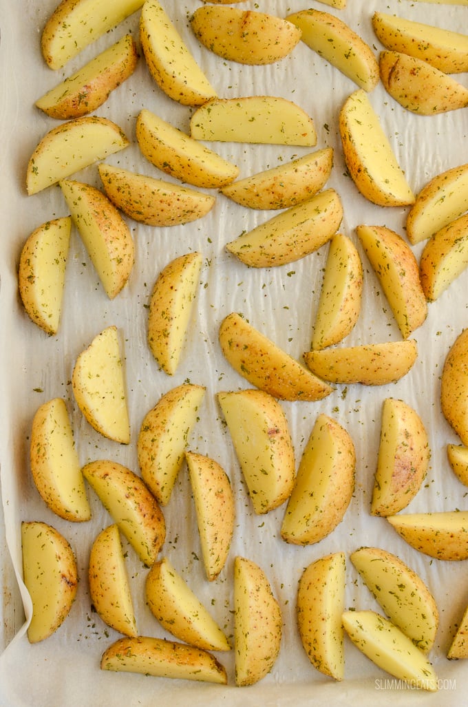 Slimming Eats Garlic and Herb Potato Wedges - gluten free, dairy free, vegan, vegetarian, Slimming Eats and Weight Watchers friendly