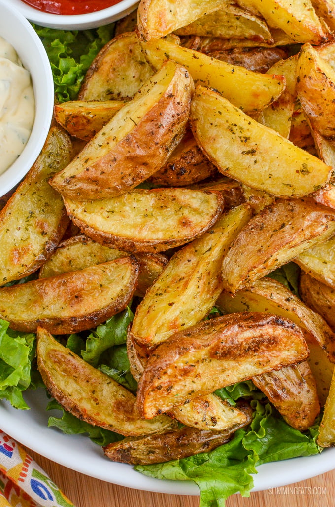 Slimming Eats Garlic and Herb Potato Wedges - gluten free, dairy free, vegan, vegetarian, Slimming Eats and Weight Watchers friendly