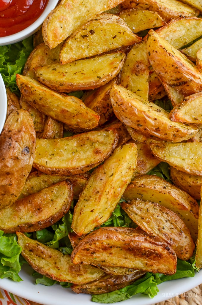 Slimming Eats Garlic and Herb Potato Wedges - gluten free, dairy free, vegan, vegetarian, Slimming Eats and Weight Watchers friendly