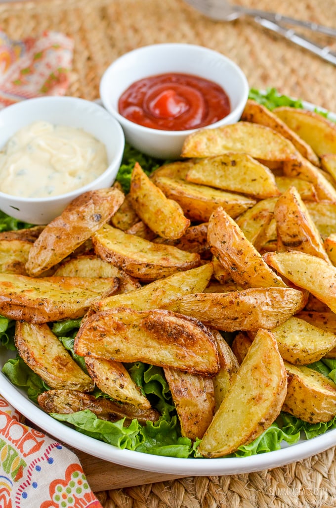 Slimming Eats Garlic and Herb Potato Wedges - gluten free, dairy free, vegan, vegetarian, Slimming Eats and Weight Watchers friendly