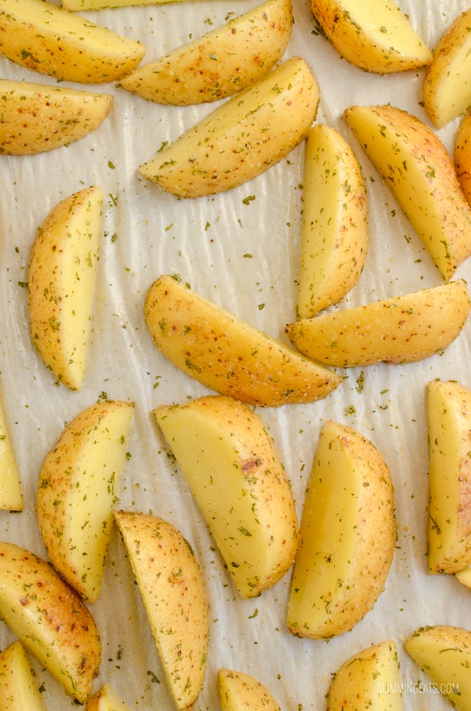 Slimming Eats Garlic and Herb Potato Wedges - gluten free, dairy free, vegan, vegetarian, Slimming Eats and Weight Watchers friendly