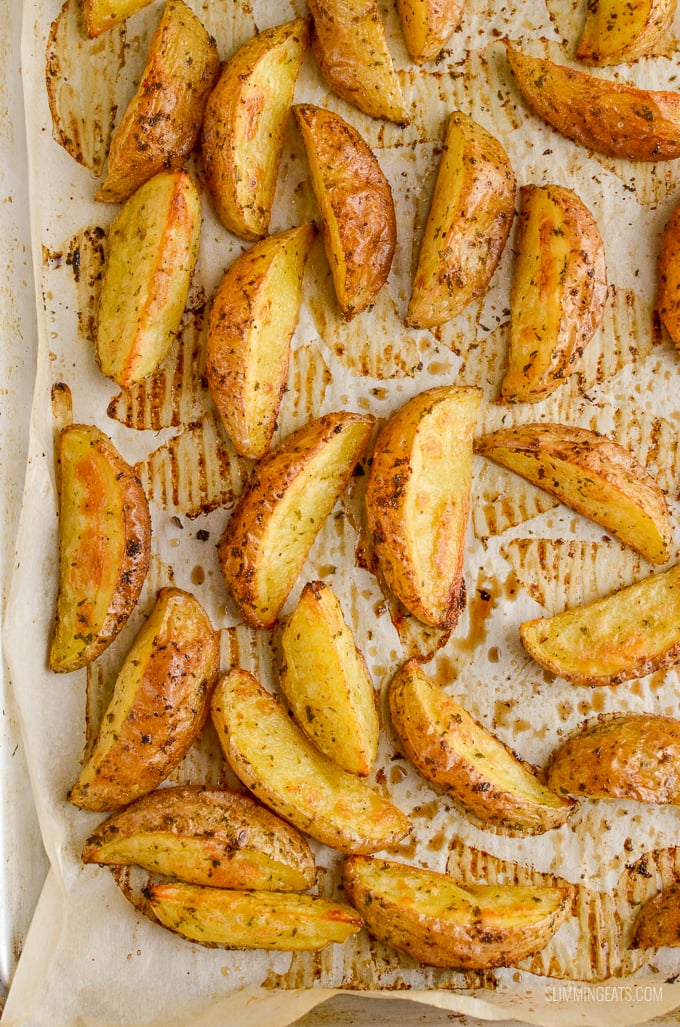 Slimming Eats Garlic and Herb Potato Wedges - gluten free, dairy free, vegan, vegetarian, Slimming Eats and Weight Watchers friendly