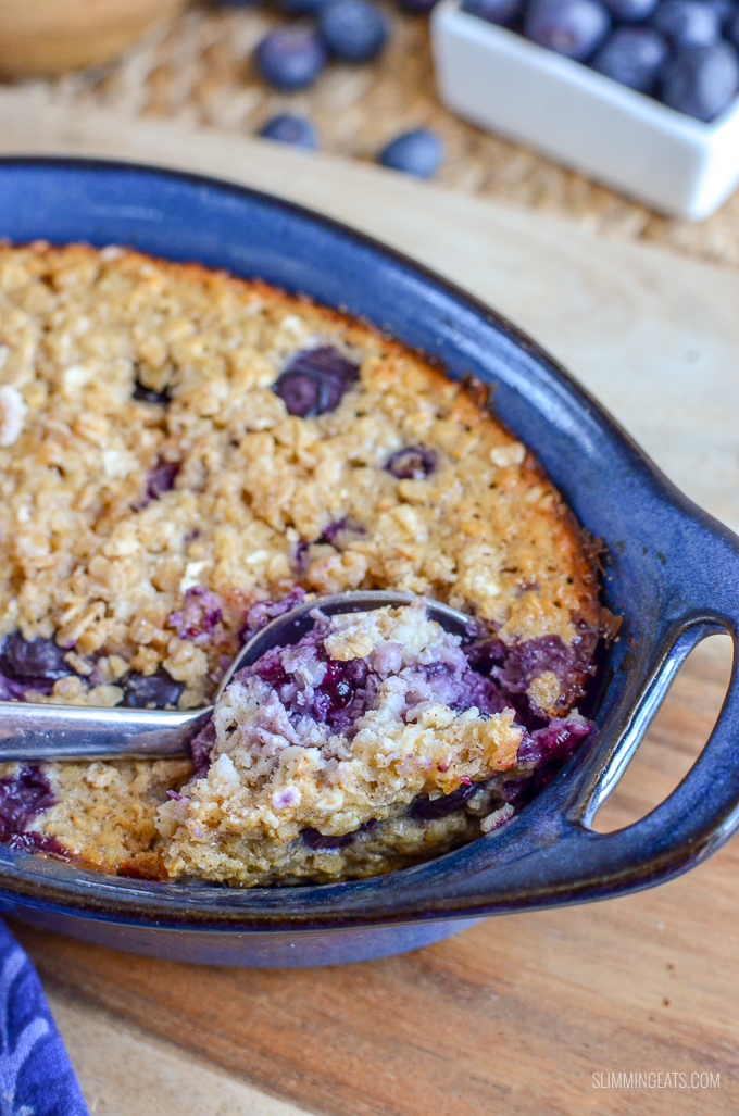 Slimming Eats Blueberry and Lemon Baked Oats - gluten free, vegetarian, Slimming Eats and Weight Watchers friendly