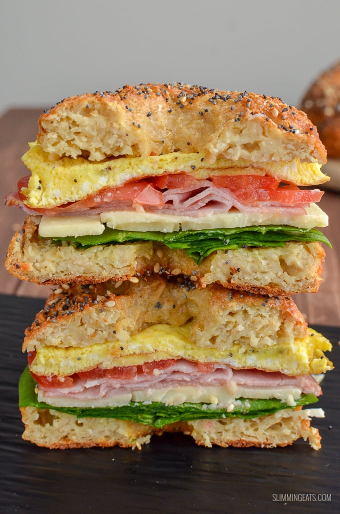 Now you can enjoy a proper tasty Almost Syn Free Bagel for breakfast or lunch. The hardest part will be deciding what to add as your filling. Just 1 Healthy Extra B and 0.5 syns or 4 WW Smart Points. Gluten Free, Vegetarian, Slimming World and Weight Watchers friendly | www.slimmingeats.com