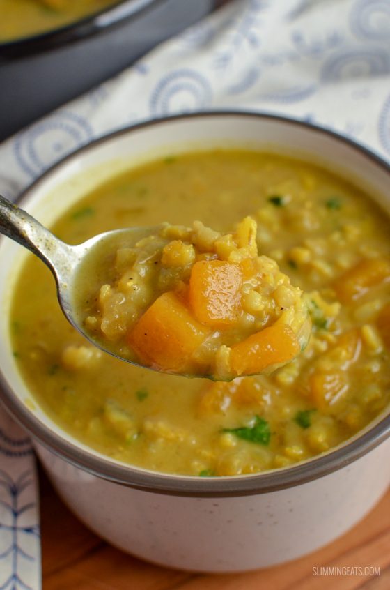 Curried Butternut Squash and Brown Rice Soup Slimming Eats