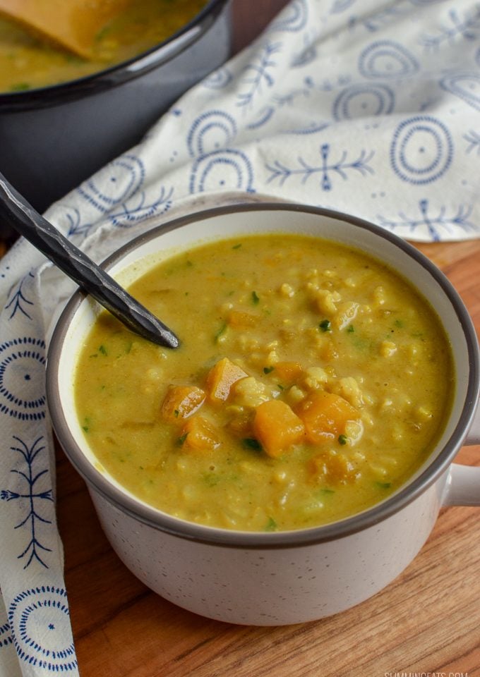 cup of butternut squash rice soup