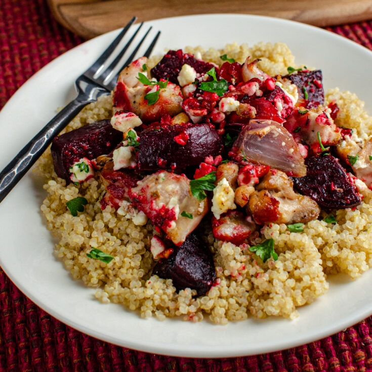 Chicken, Feta and Roasted Beetroot Bake