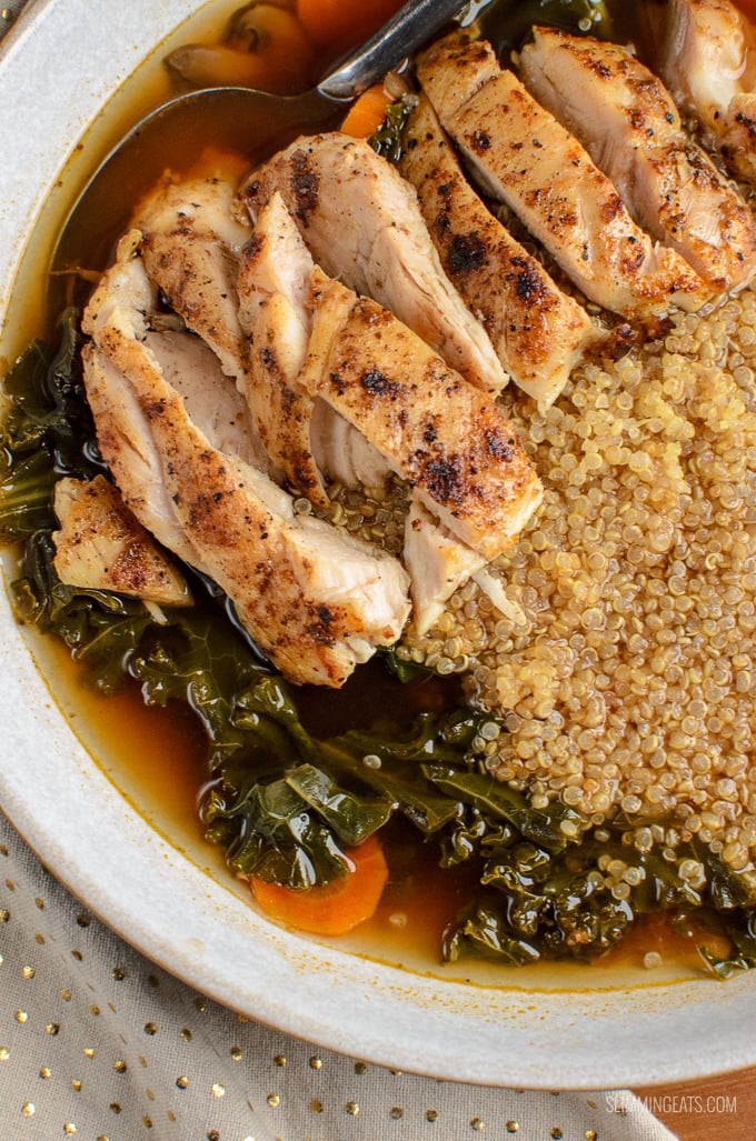 Give me this Healthy Chicken Quinoa Bowl for lunch any day - EVERY day. It's heavenly!! Gluten Free, Dairy Free, Slimming Eats and Weight Watchers friendly