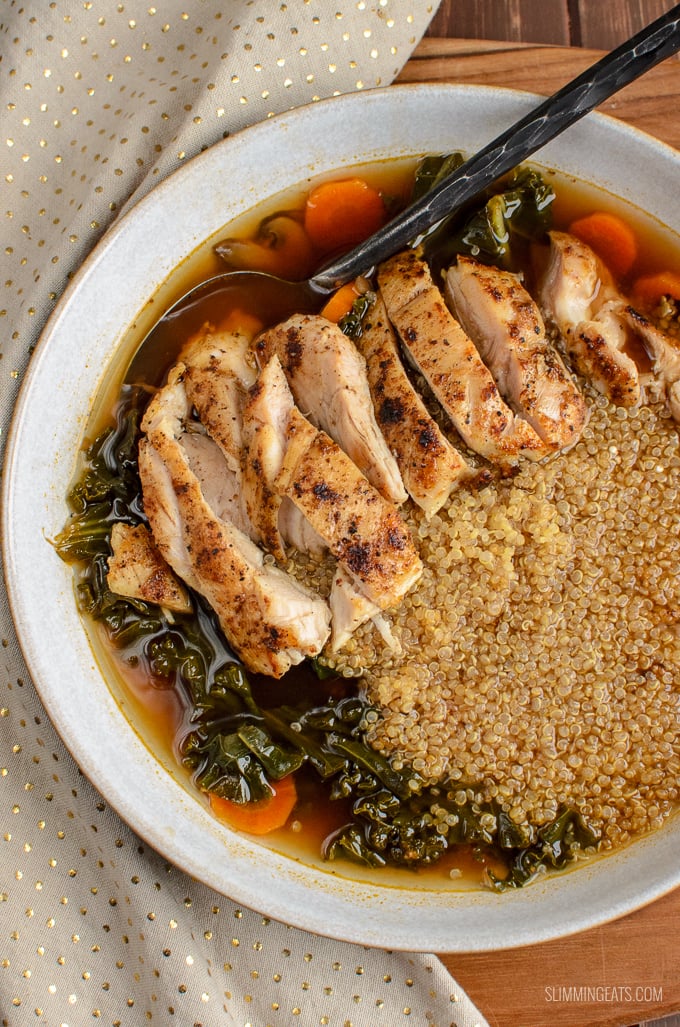 Give me this Healthy Chicken Quinoa Bowl for lunch any day - EVERY day. It's heavenly!! Gluten Free, Dairy Free, Slimming Eats and Weight Watchers friendly